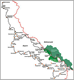 Karte Goldsteig-Wanderweg